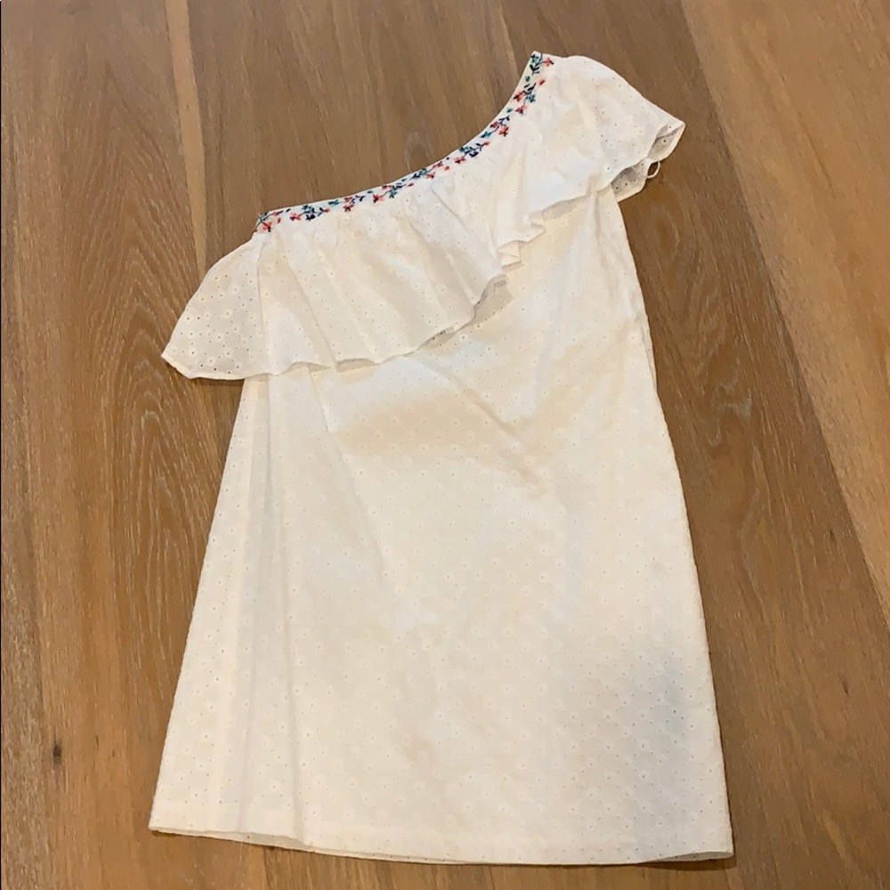 Highline one shoulder eyelet short white dress